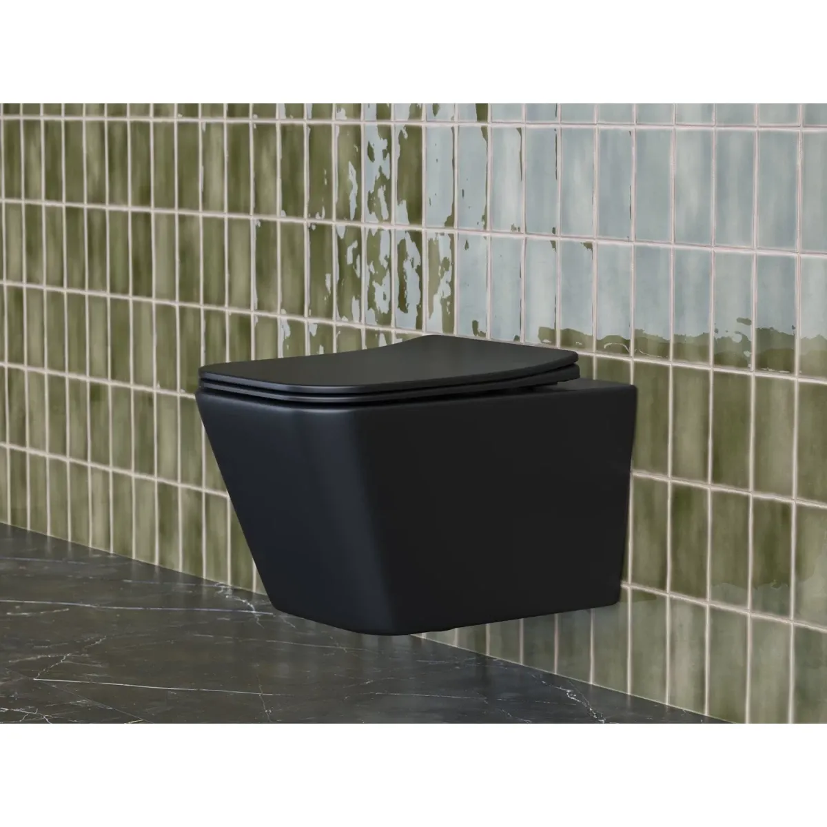 Унитаз подвесной Ceramica Nova Metric CN3007MB безободковый, с сиденьем микролифт, черный матовый
