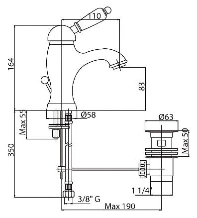 Смеситель для раковины Cezares Vintage VINTAGE-LSM1-02-Sw