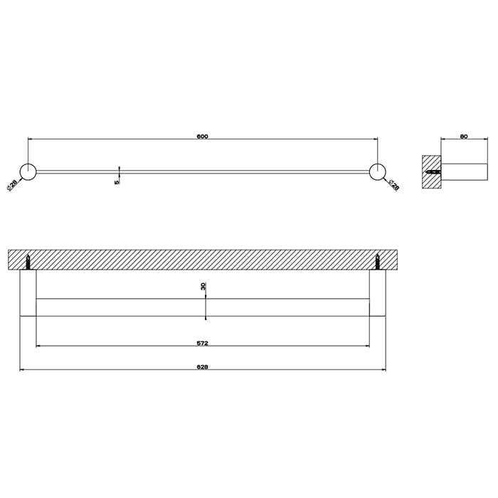 Полотенцедержатель Gessi 316 60 см 54803#707 черный