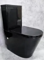 Унитаз-компакт CeramaLux NS-2178-18 безободковый, с сиденьем микролифт, черный глянец