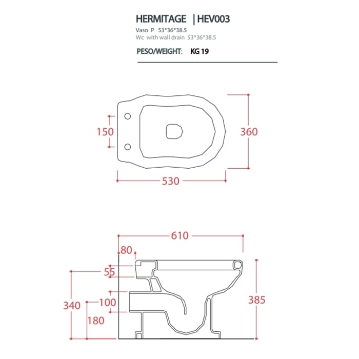 Чаша напольного унитаза Artceram Hermitage HEV003 03 00 nero