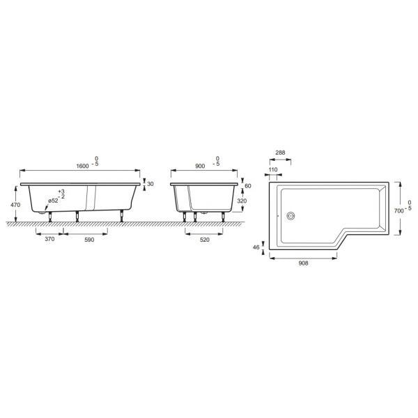 Акриловая ванна Jacob Delafon Bain-Douche Neo 160x90 E6D000L-00 L