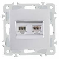 Розетка двойная RJ-11 и Ethernet RJ-45 без рамки Arte Milano am-206 206.44-1.silver