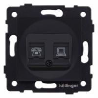 Розетка двойная RJ-11 и Ethernet RJ-45, без рамки Kollinger  REA-011BM