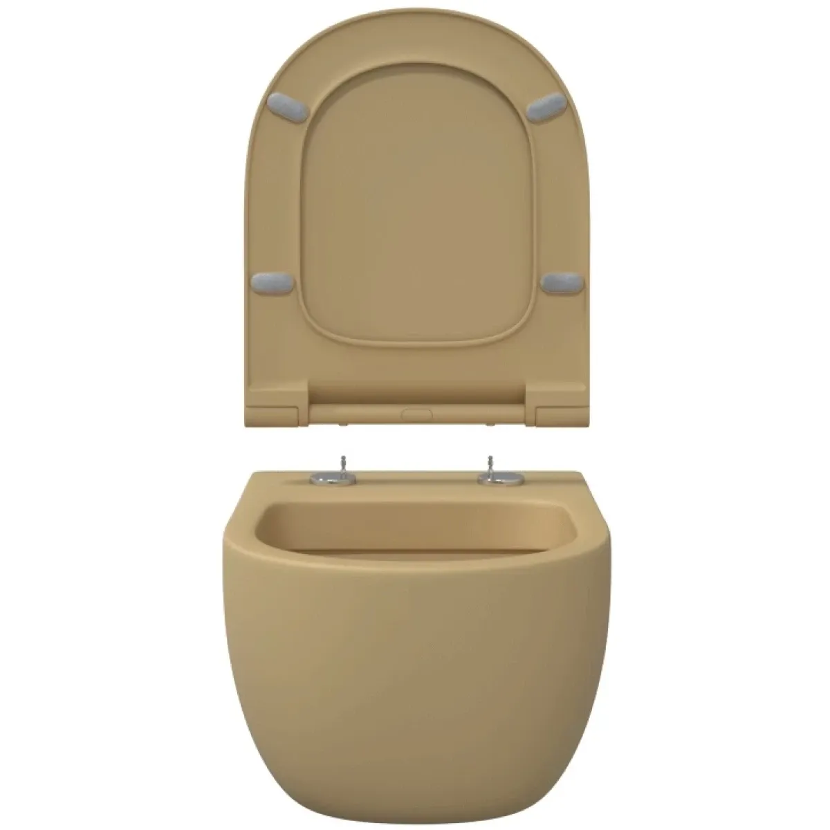 Унитаз подвесной Berges Ego XL 083211 безободковый, с сиденьем микролифт, кашемир матовый