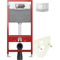 Инсталляция для унитаза Tece TECEambia 9300302 + 9200010 + 9380014 + 9240200 с кнопкой смыва, белый