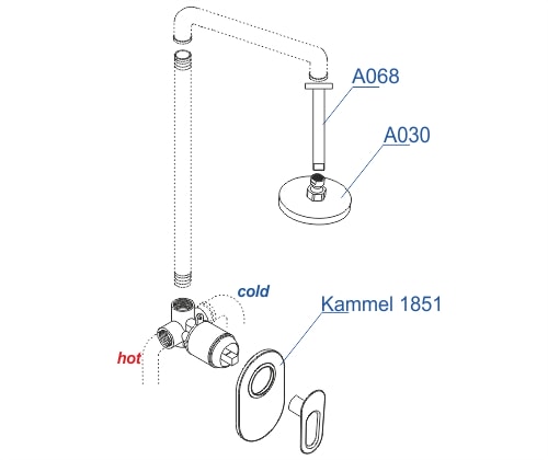 Комплект для душа WasserKRAFT A12830 с верхней душевой насадкой