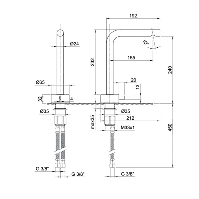 Смеситель для раковины Fantini AF/21 27 93 A006WF сталь