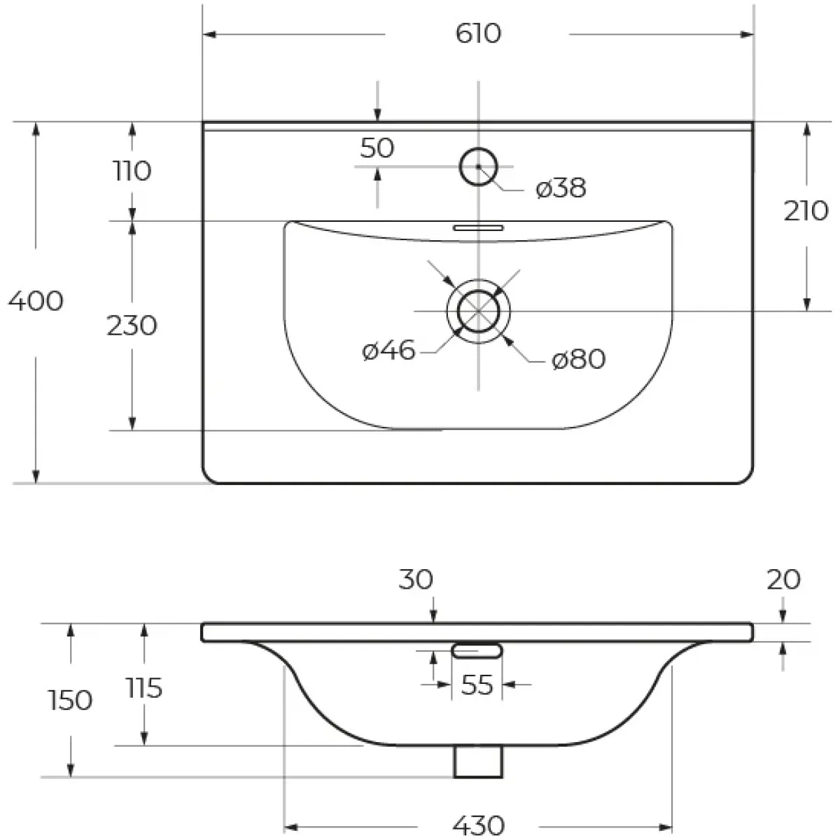 Раковина BelBagno BB-8099-3-60 61x40 см, накладная, белый