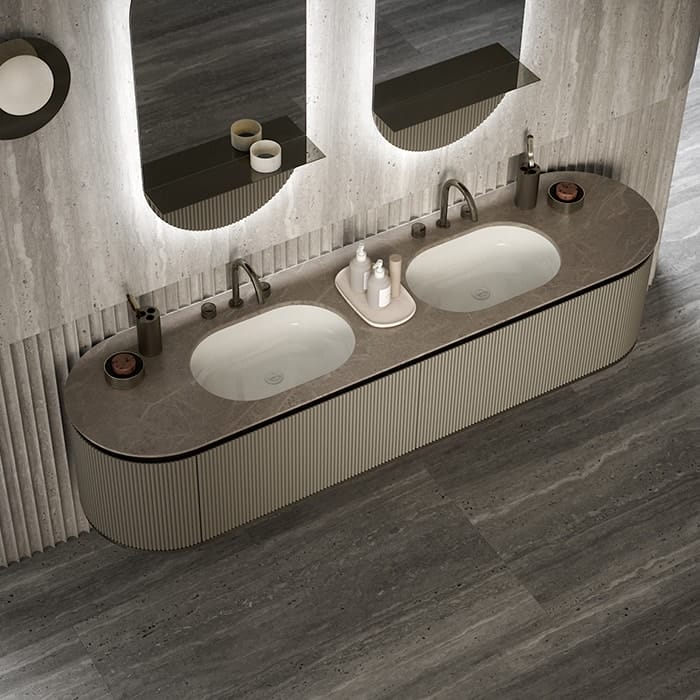 Комплект мебели Oasis Naos Композиция №3 216х56xh45см никель черный/лак матовый