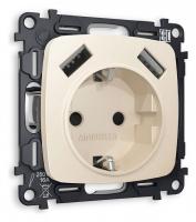 Розетка с заземлением и 2хUSB type A без рамки Ambrella Volt Quant MO329010