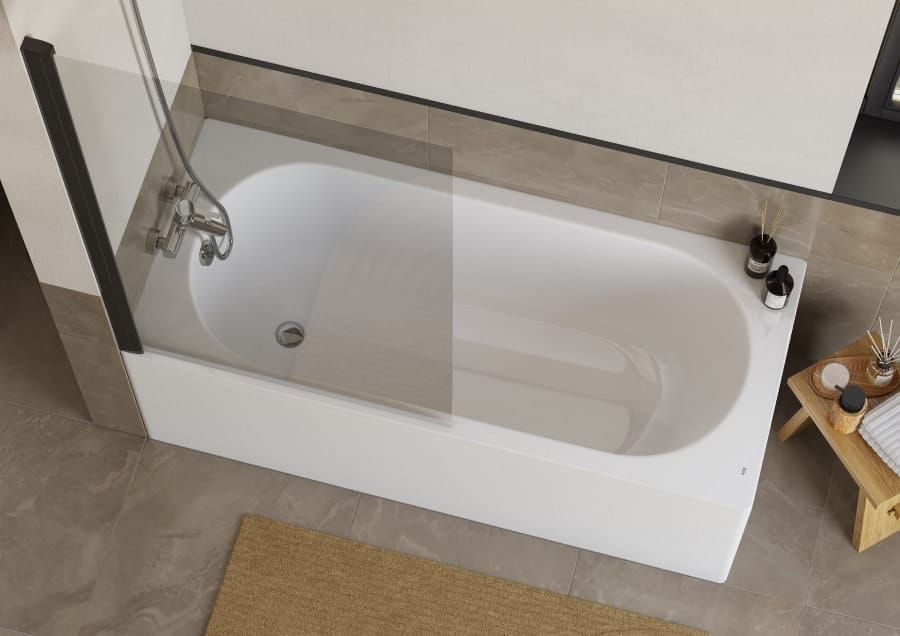 Шторка для ванны Roca Capital 85x140 ZRU9307677 черный стекло прозрачное