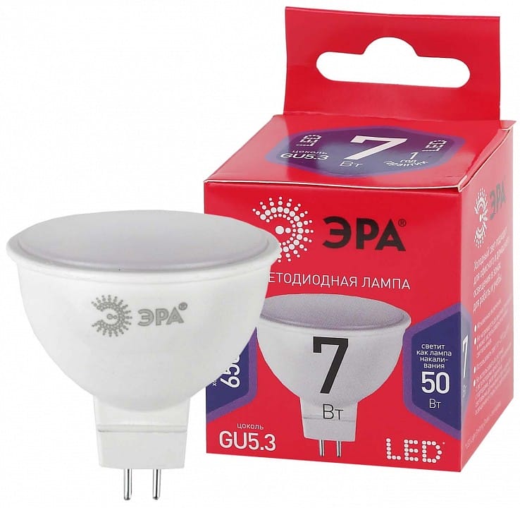 Лампа светодиодная Эра  GU5.3 7Вт 6500K LED MR16-7W-865-GU5.3 R
