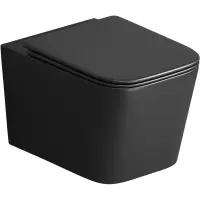 Унитаз подвесной Grossman GR-4404BMSQ безободковый, торнадо, с сиденьем микролифт, черный матовый