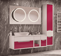 Тумба с раковиной Bagno Piu Ventidue 80 белый матовый/глянцевое кьянти