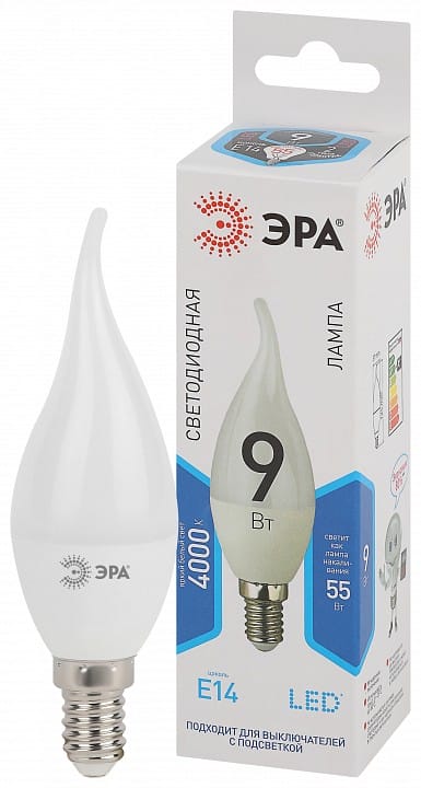 Лампа светодиодная Эра Стандарт E14 9Вт 4000K LED BXS-9W-840-E14