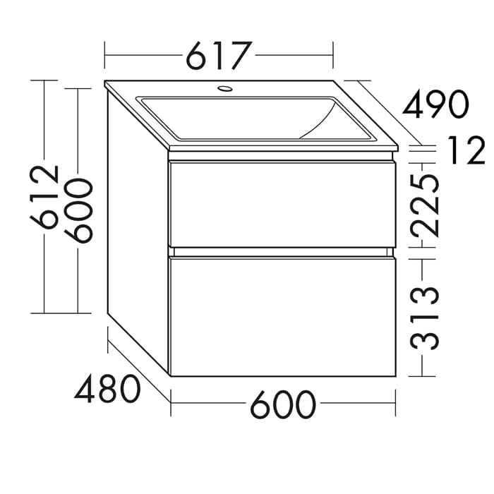 Тумба с раковиной Burgbad Accura 61 SGVI061F6037G0259C0001*1 белая матовая