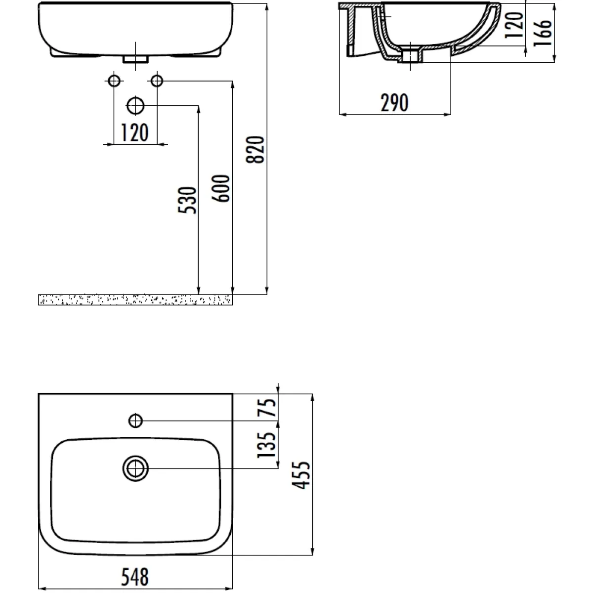 Раковина Creavit Ness NS055-00CB00E-0000 54,8x45,5 см, накладная, белый