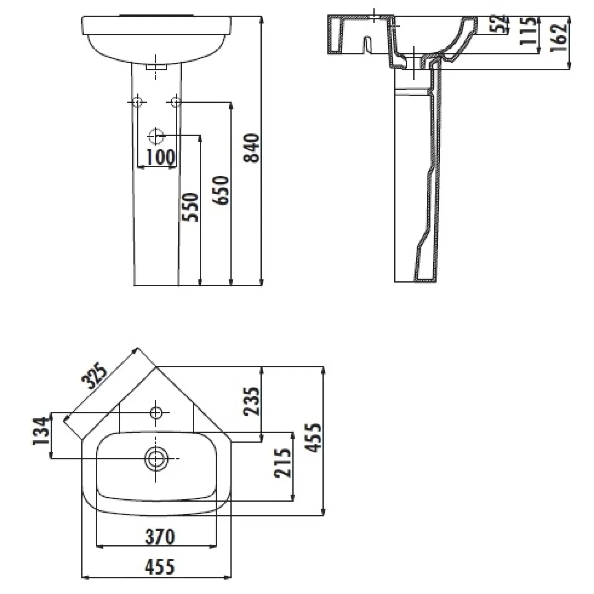 Раковина 45,5x45,5 см Creavit Corner VT14525300