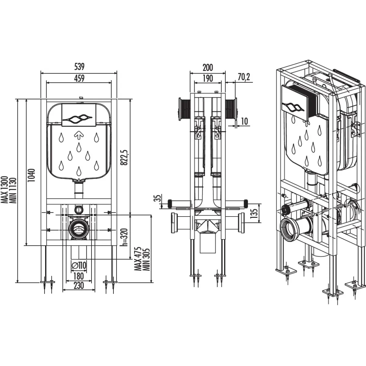 Инсталляция для двух унитазов Creavit GR5005.00 сенсорная