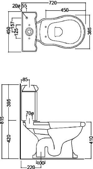 Чаша для унитаза-компакта Kerasan Retro 101201 вертикальный выпуск