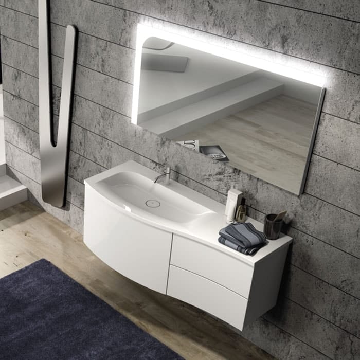 Тумба с раковиной Burgbad Sinea 1.0 121 WTU121E L F1767 C0001*1 белая глянцевая