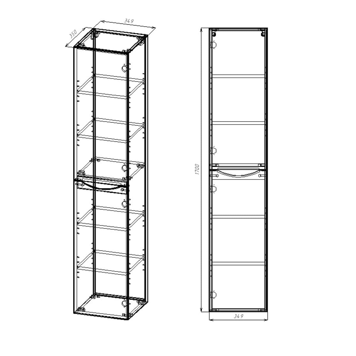 Шкаф-пенал Vincea Mia 35 см VSC-2M170RW-R темное дерево
