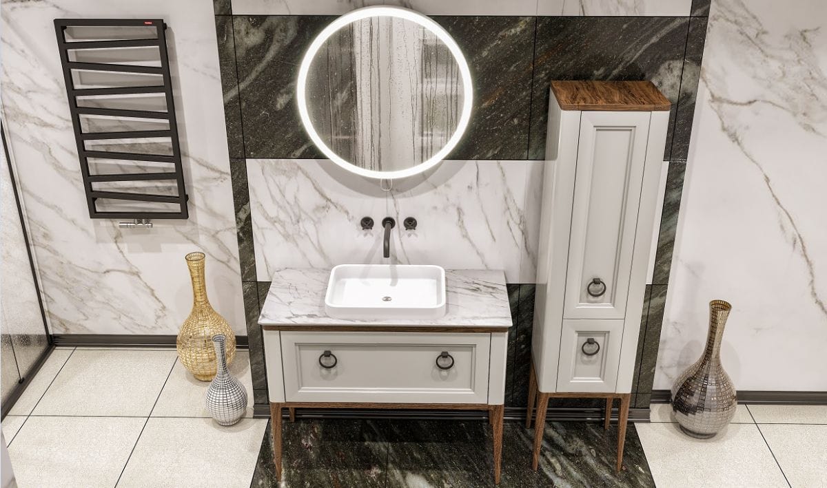 Тумба с раковиной Bagno Piu Tribeca 100 белый матовый/светлое дерево