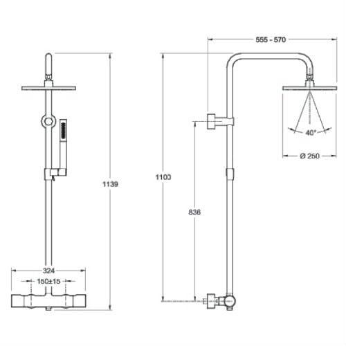 Душевая стойка Jacob Delafon TOOBI с термостатом (E8993-CP)