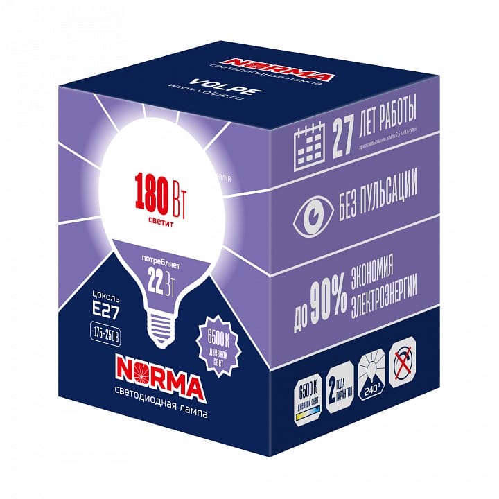 Лампа светодиодная Volpe LED-G120 E27 22Вт 6500K UL-00010996