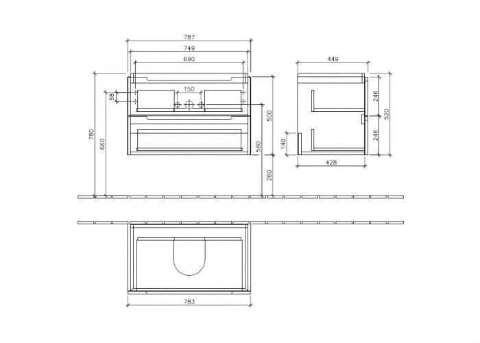 Тумба под раковину Villeroy&Boch Subway 2.0 A69600DH белый глянец