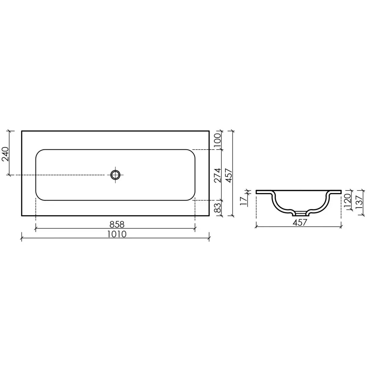 Раковина Ceramica Nova Grace CN7013MBwx 101x45,7 см, накладная, черный матовый