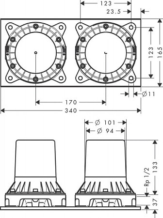 Внутренняя часть смесителя AXOR Montreux 16549180