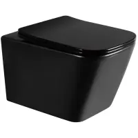 Унитаз подвесной Abber Rechteck AC1200MB безободковый, с сиденьем микролифт, черный матовый