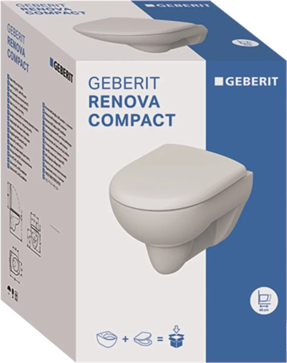 Унитаз подвесной Geberit Renova Compact 500.804.00.1 с сиденьем, белый