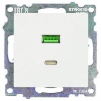 Розетка 2хUSB type A и C без рамки Stekker Катрин 50051