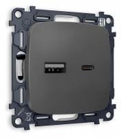 Розетка 2хUSB type A и C без рамки Ambrella Volt OMEGA MO911010