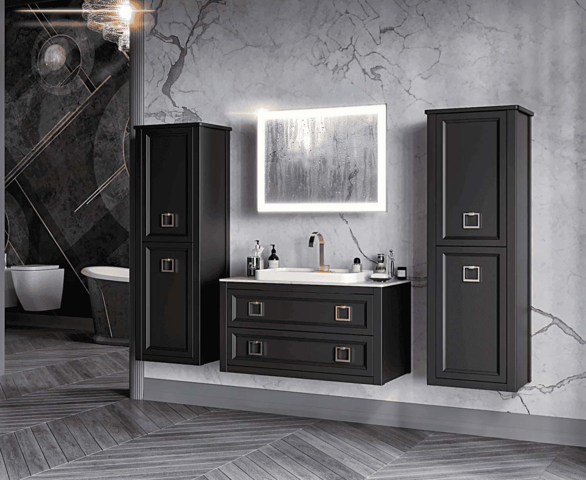 Пенал Bagno Piu Vintage 48 VNS-3-175-32 DX + BU 014.75.Con Oro матовый антрацит/золото