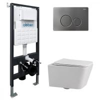 Комплект унитаза с инсталляцией Abber Rechteck AC1201-AC0105-AC0121NG с клавишей никель