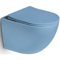 Унитаз подвесной SantiLine SL-5005T-BL безободковый, торнадо, с сиденьем микролифт, голубой матовый