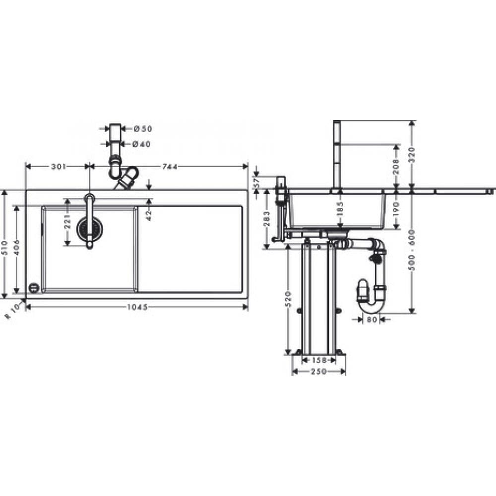 Кухонная комбинация hansgrohe 450 с крылом C71-F450-12 43230000