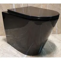 Унитаз приставной CeramaLux NS-3178-18 безободковый, с сиденьем микролифт, черный глянец