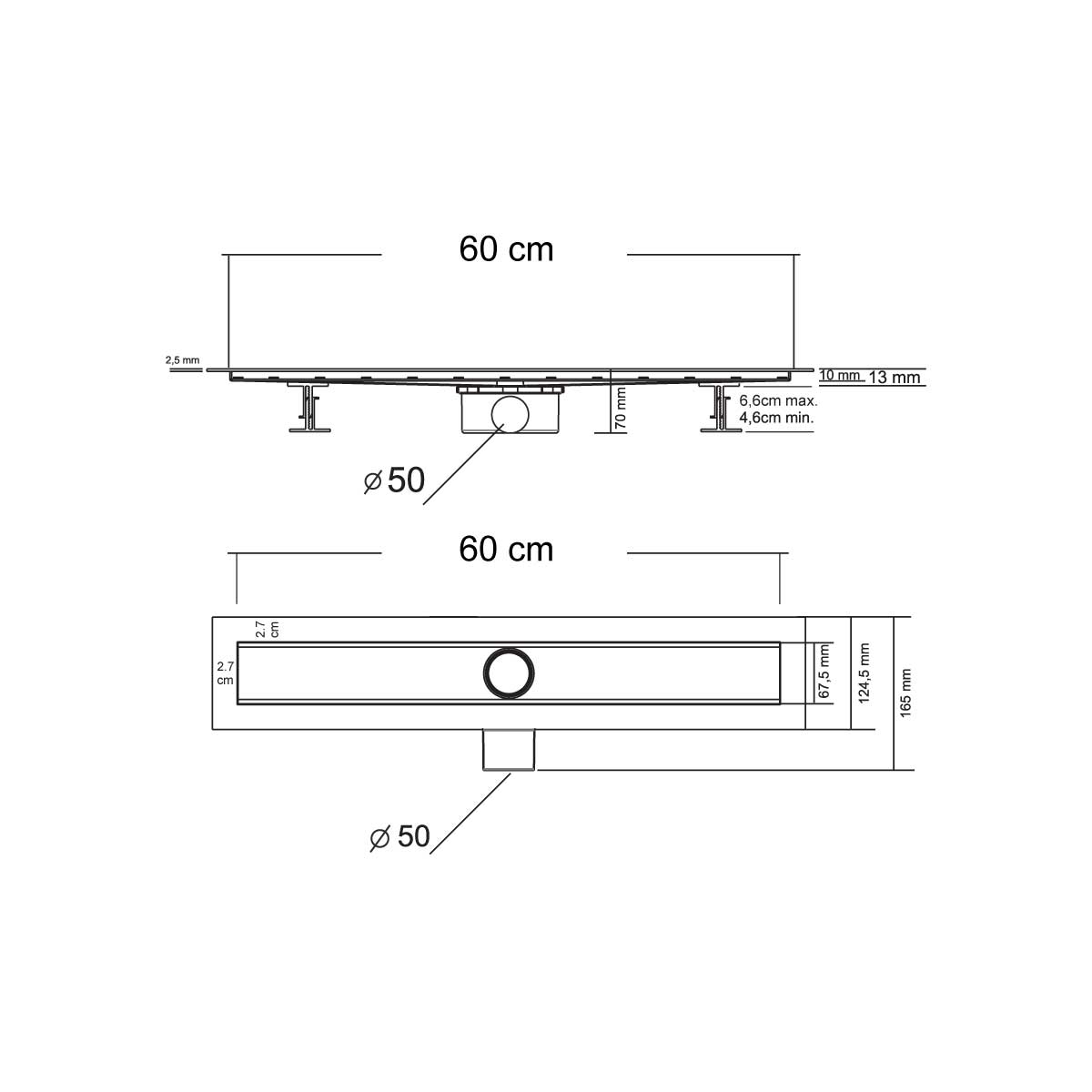 Душевой лоток Vincea Say Optima 60 см 601.60.B.M.S.BLOK матовый черный