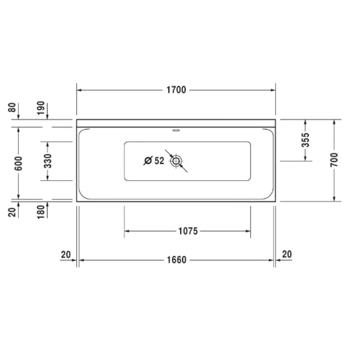 Акриловая ванна 170x70 см L Duravit P3 Comforts 700373000000000