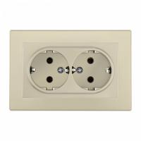 Розетка двойная с заземлением и со шторкой Arte Milano SET06-2 SET06-double-40-2 shampan