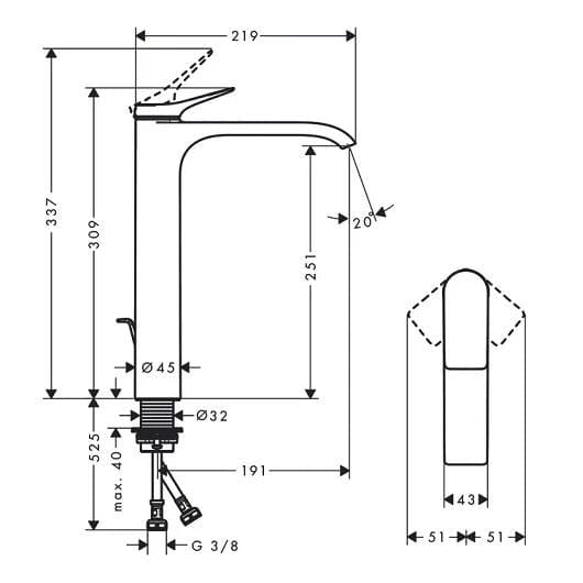 Смеситель для раковины hansgrohe Vivenis 75040700 с донным клапаном белый матовый