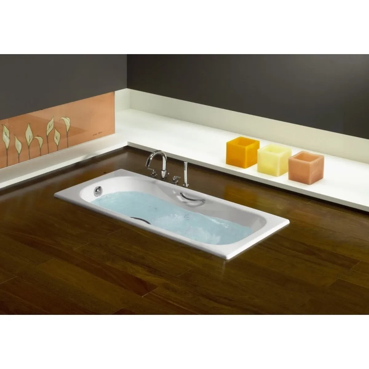 Ванна чугунная Roca Malibu SET/2309G000R/526803010/150412330 170x75 см, с ручками, антискользящим покрытием, белый