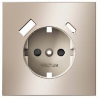 Накладка для розетки с заземлением и со шторками и 2хUSB type A и C Voltum S70 METAL VLSM001010