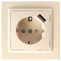 Розетка с заземлением и со шторкой и USB Stekker Эрна 39237