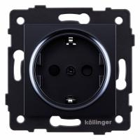 Розетка с заземлением, без рамки Kollinger  REA-002BK